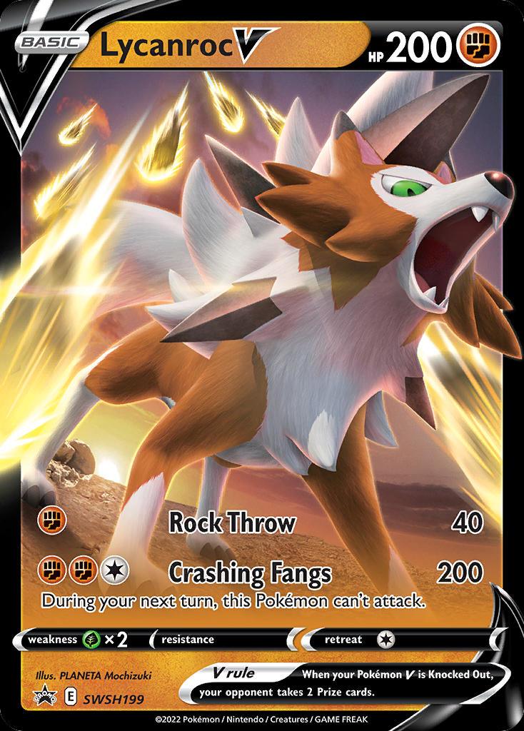 Pokémon-kaart Lycanroc V SWSH199 Promo uit de set SWSH Black Star Promos Image principale du produit