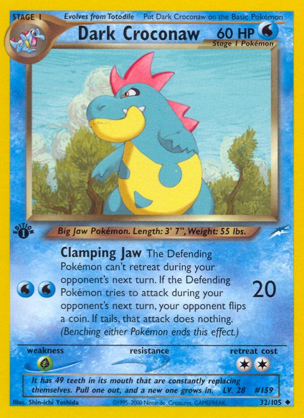 Pokémon-kaart Dark Croconaw 32/105 Uncommon uit de set Neo Destiny Image principale du produit