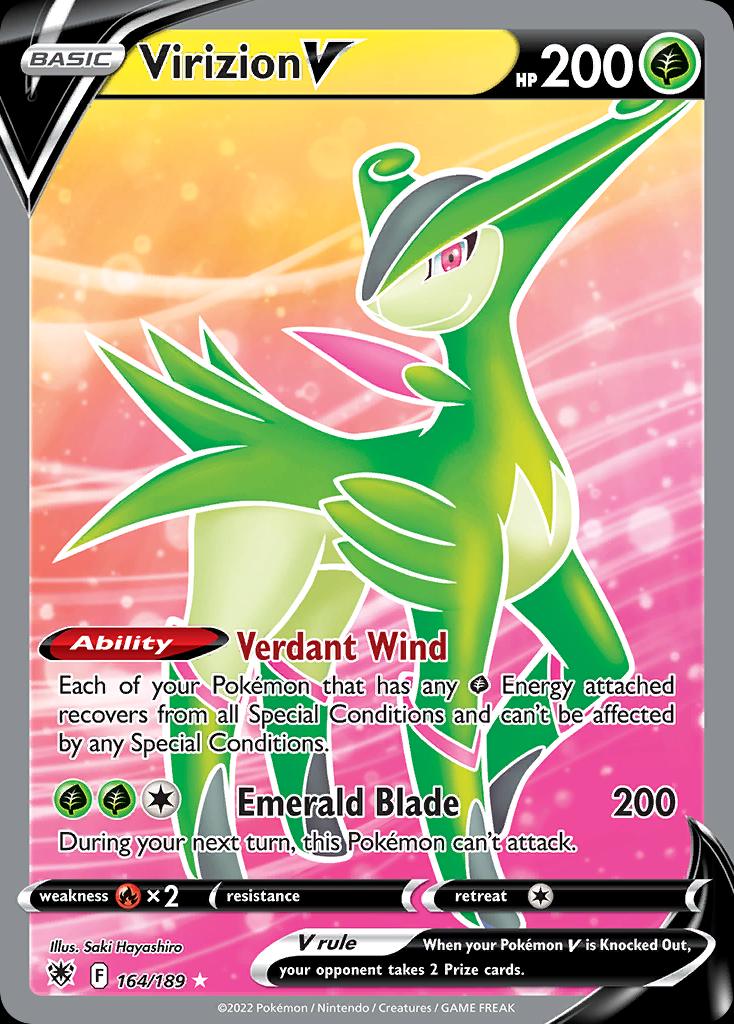 Pokémon-kaart Virizion V 164/189 Ultra Rare uit de set Astral Radiance