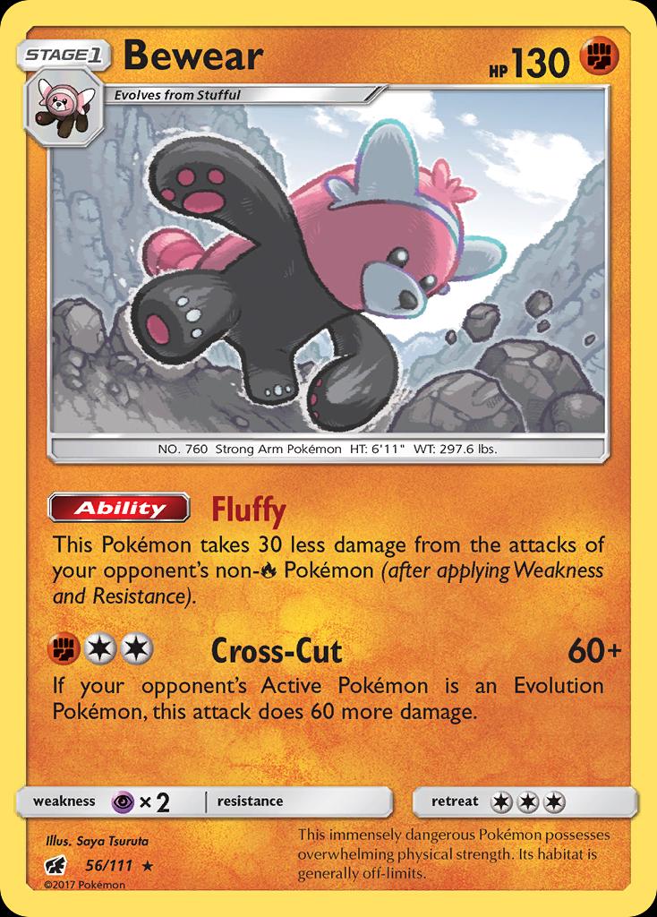 Pokémon-kaart Bewear 56/111 Holo Rare uit de set Crimson Invasion