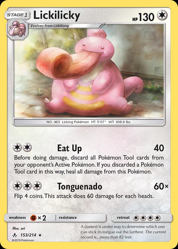 Pokémon-kaart Lickilicky 153/214 Rare uit de set Unbroken Bonds Main image