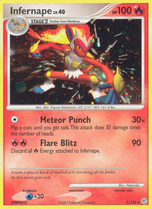 Pokémon-kaart Infernape 5/130 Holo Rare uit de set Diamond & Pearl