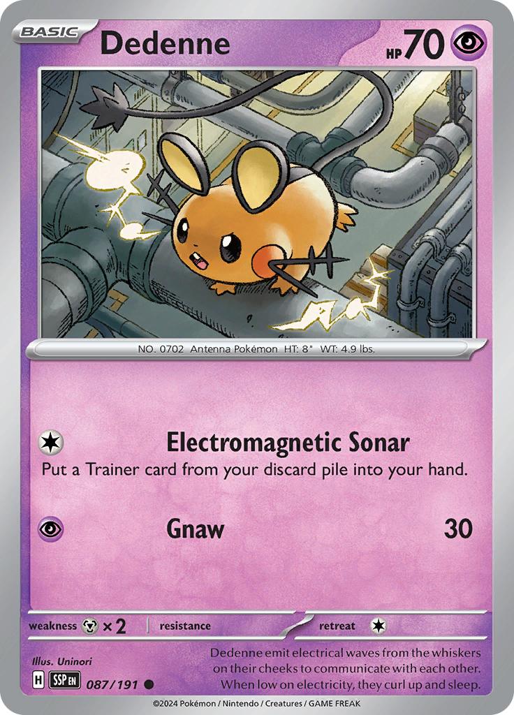 Pokémon-kaart Dedenne 087/191 Common uit de set Surging Sparks