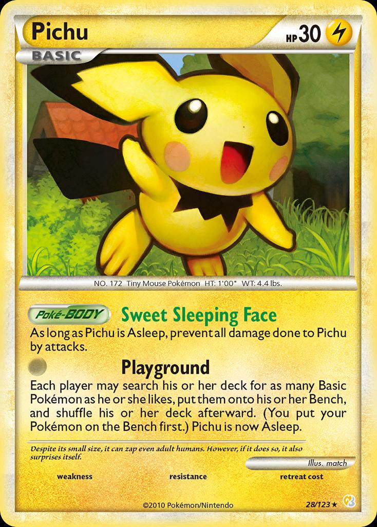 Pokémon-kaart Pichu 28/123 Rare uit de set HeartGold & SoulSilver Image principale du produit