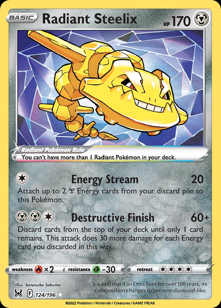 Pokémon-kaart Radiant Steelix 124/196 Ultra Rare uit de set Lost Origin