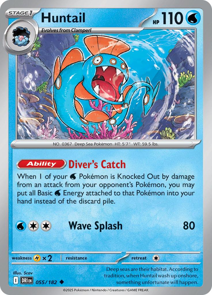 Pokémon-kaart Huntail 055/182 Uncommon uit de set Destined Rivals Immagine principale del prodotto
