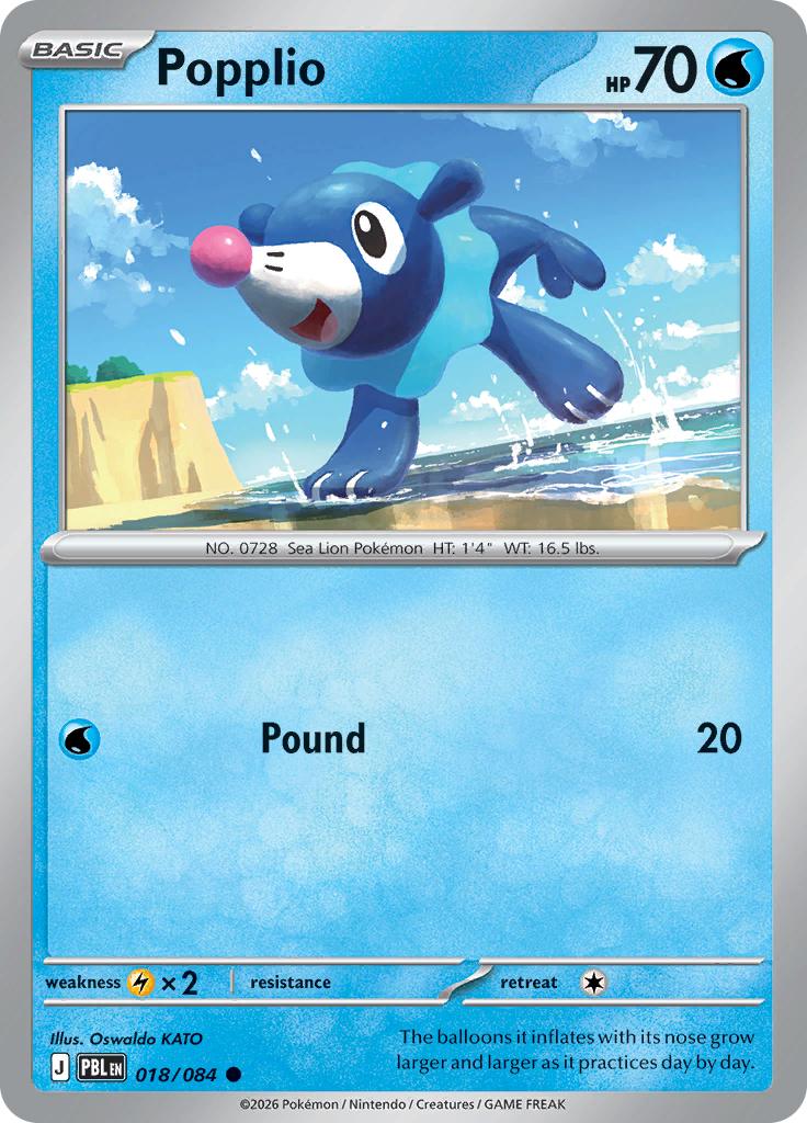Pokémon-kaart Popplio 018/084 Common uit de set Pitch Black