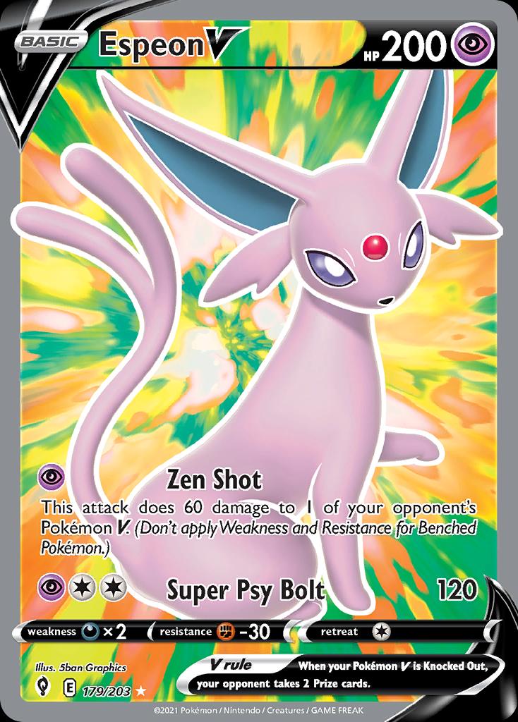Pokémon-kaart Espeon V 179/203 Ultra Rare uit de set Evolving Skies