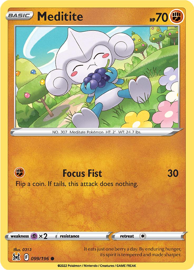 Pokémon-kaart Meditite 099/196 Common uit de set Lost Origin