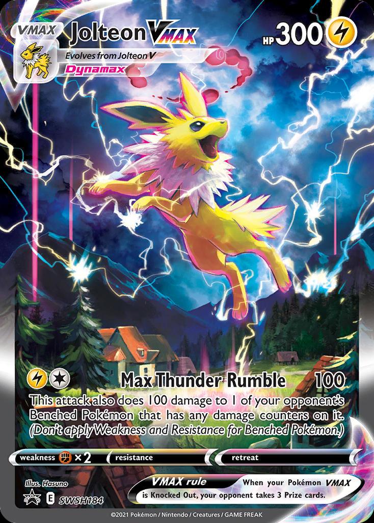 Pokémon-kaart Jolteon VMAX SWSH184 Promo uit de set SWSH Black Star Promos Hoofdafbeelding