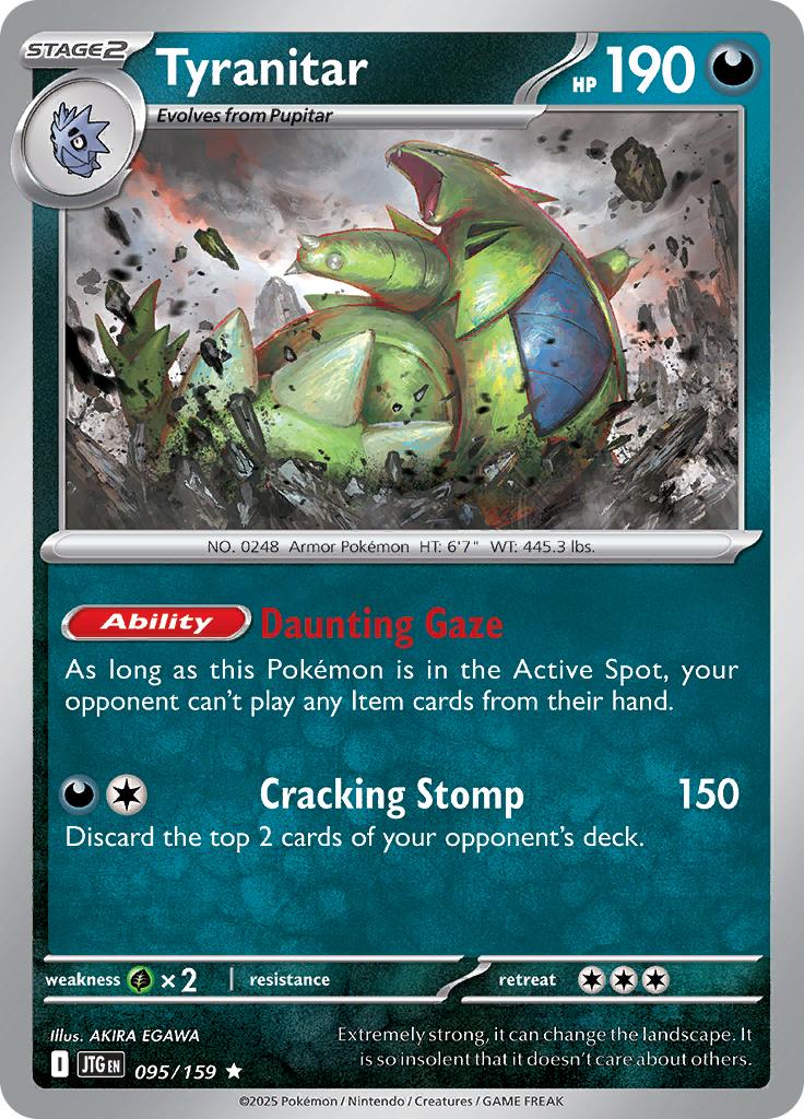 Pokémon-kaart Tyranitar 095/159 Rare uit de set Journey Together Hoofdafbeelding