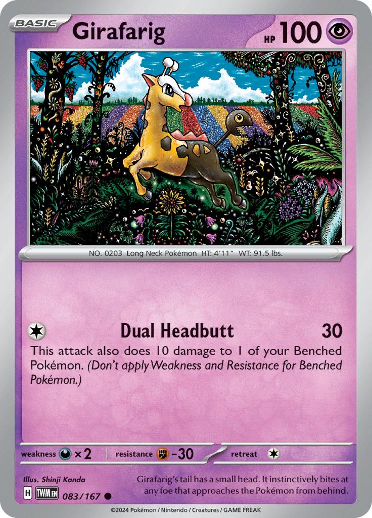 Pokémon-kaart Girafarig 083/167 Common uit de set Twilight Masquerade