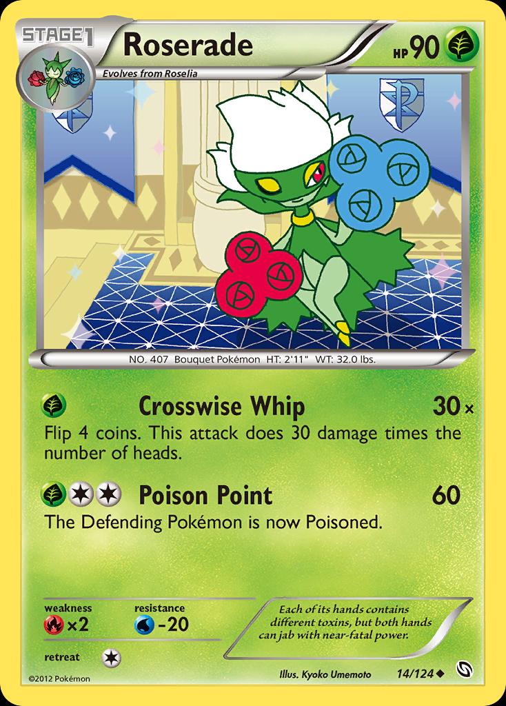 Pokémon-kaart Roserade 14/124 Uncommon uit de set Dragons Exalted Hoofdafbeelding