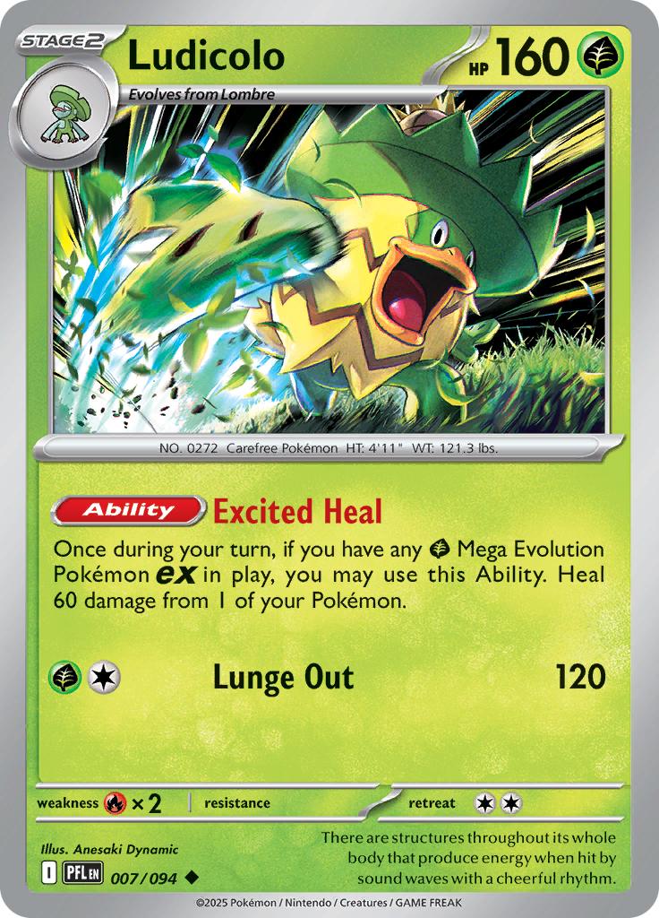 Pokémon-kaart Ludicolo 007/094 Uncommon uit de set Phantasmal Flames Main image