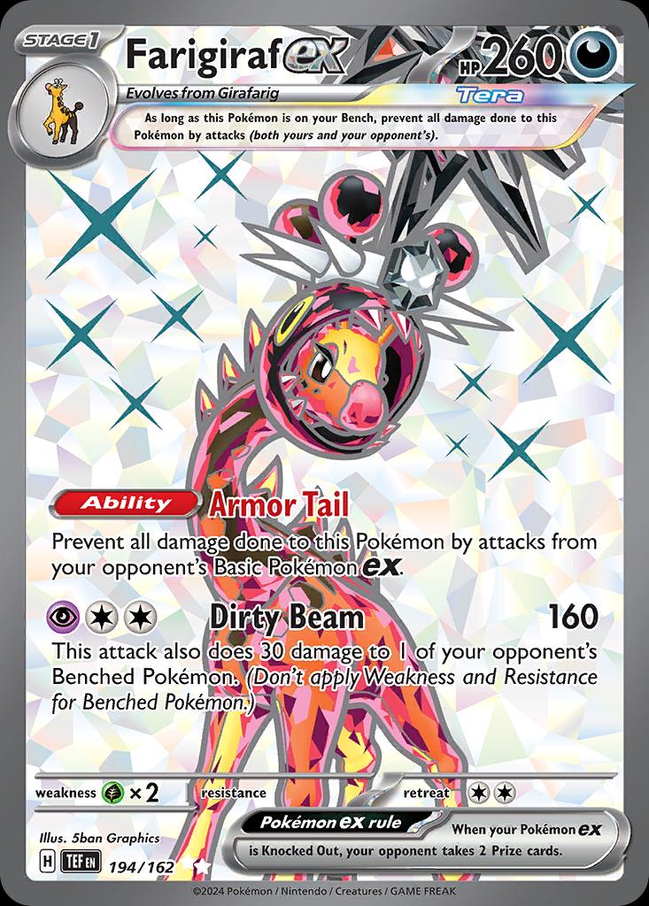 Pokémon-kaart Farigiraf ex 194/162 Ultra Rare uit de set Temporal Forces