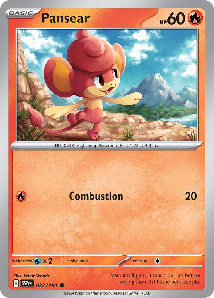 Pokémon-kaart Pansear 022/191 Common uit de set Surging Sparks