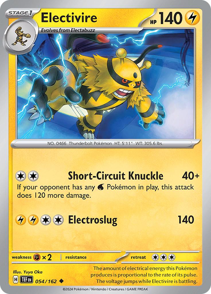 Pokémon-kaart Electivire 054/162 Uncommon uit de set Temporal Forces Hoofdafbeelding