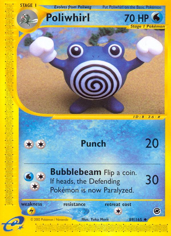 Pokémon-kaart Poliwhirl 89/165 Uncommon uit de set Expedition Base Set Hoofdafbeelding