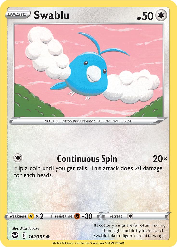 Pokémon-kaart Swablu 142/195 Common uit de set Silver Tempest