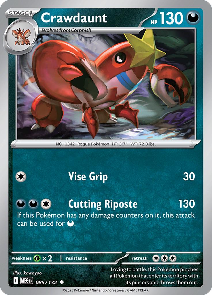 Pokémon-kaart Crawdaunt 085/132 Uncommon uit de set Mega Evolution Hauptbild