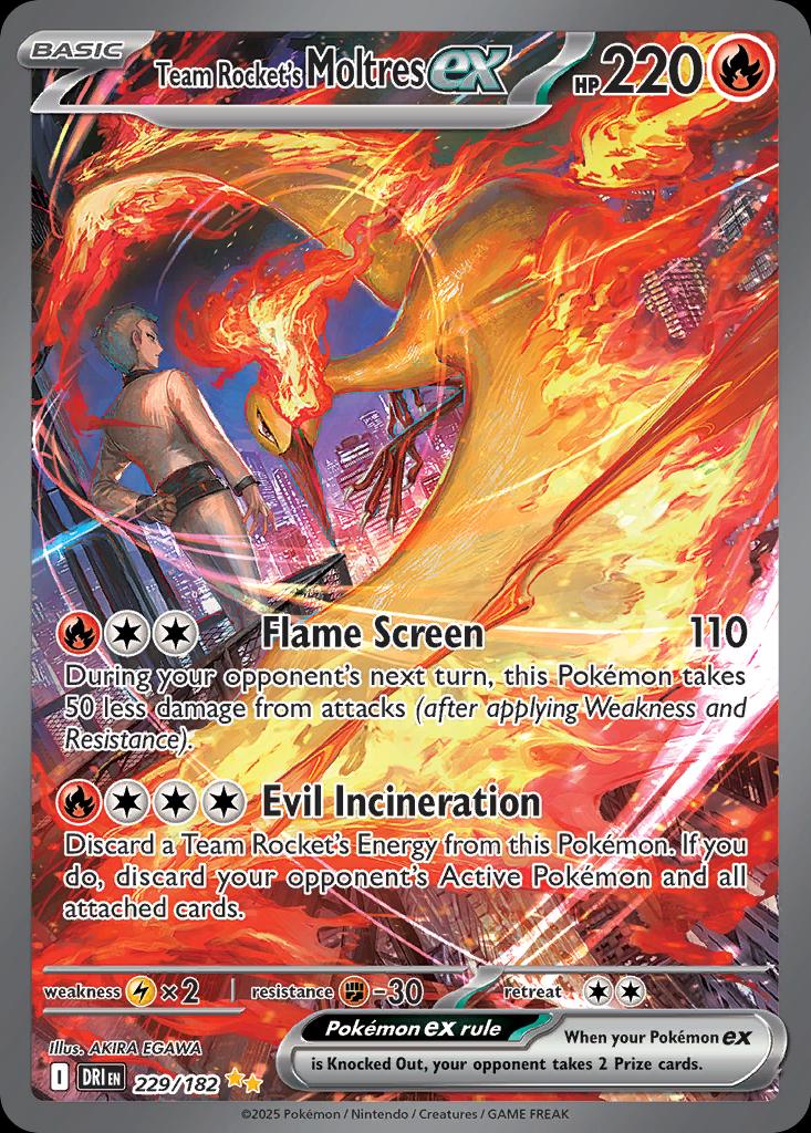 Pokémon-kaart Team Rocket's Moltres ex 229/182 Special Illustration Rare uit de set Destined Rivals