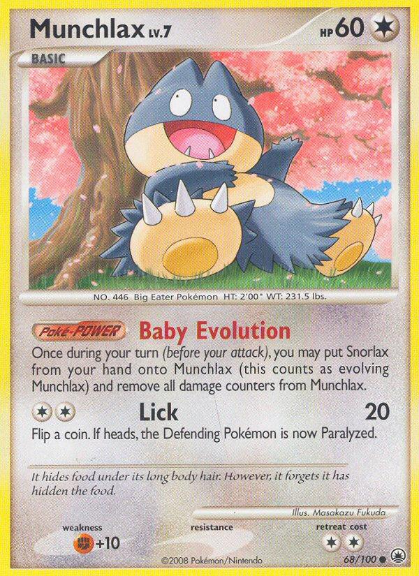 Pokémon-kaart Munchlax 68/100 Common uit de set Majestic Dawn