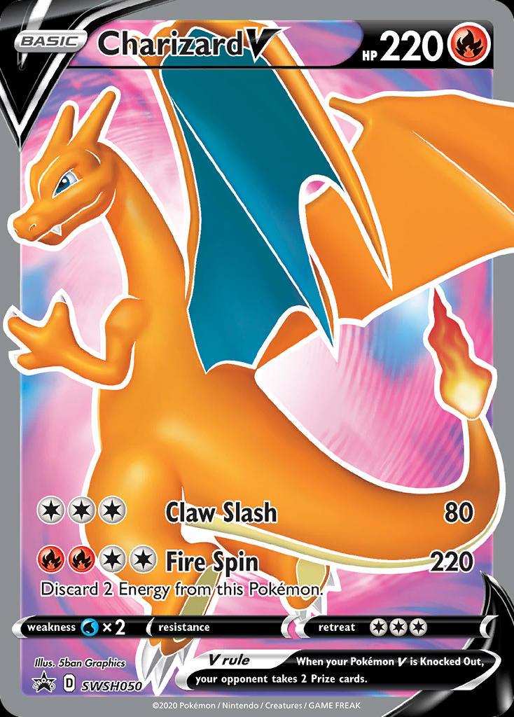 Pokémon-kaart Charizard V SWSH050 Promo uit de set SWSH Black Star Promos Image principale du produit