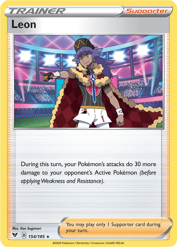 Pokémon-kaart Leon 154/185 Holo Rare uit de set Vivid Voltage