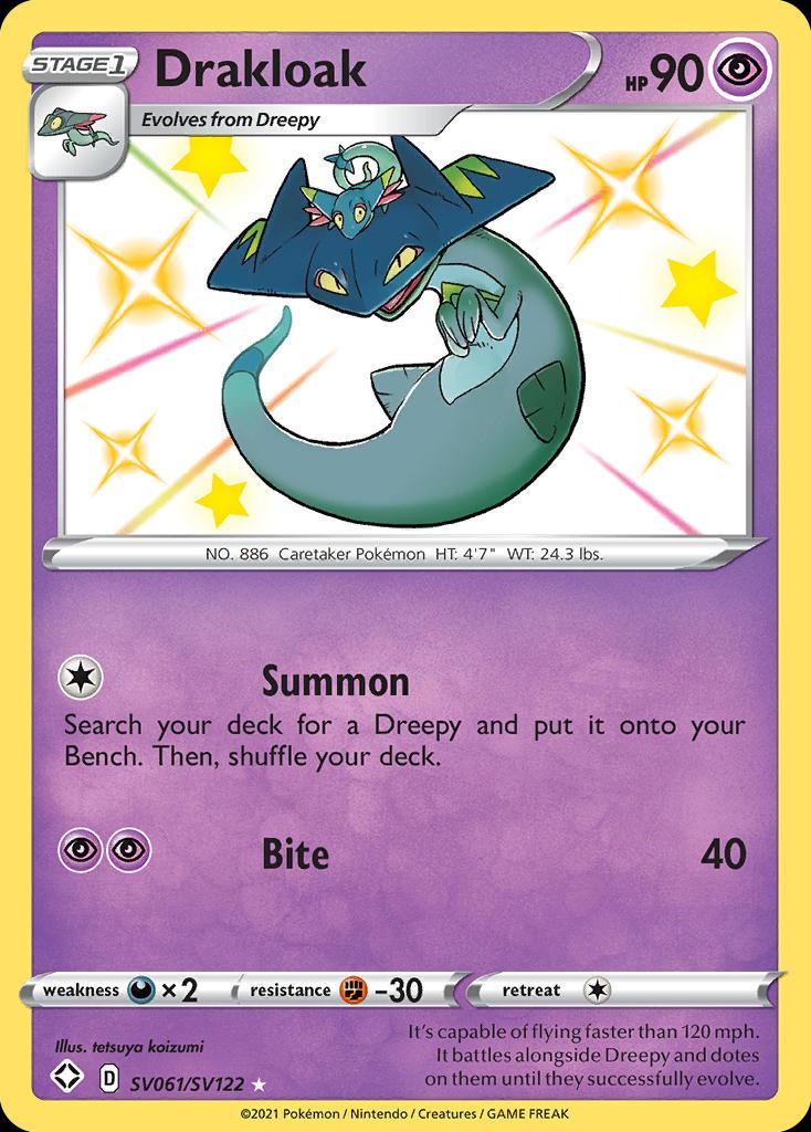 Pokémon-kaart Drakloak SV061/SV122 Secret Rare uit de set Shining Fates Image principale du produit