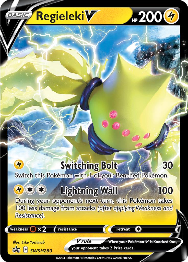 Pokémon-kaart Regieleki V SWSH280 Promo uit de set SWSH Black Star Promos Image principale du produit