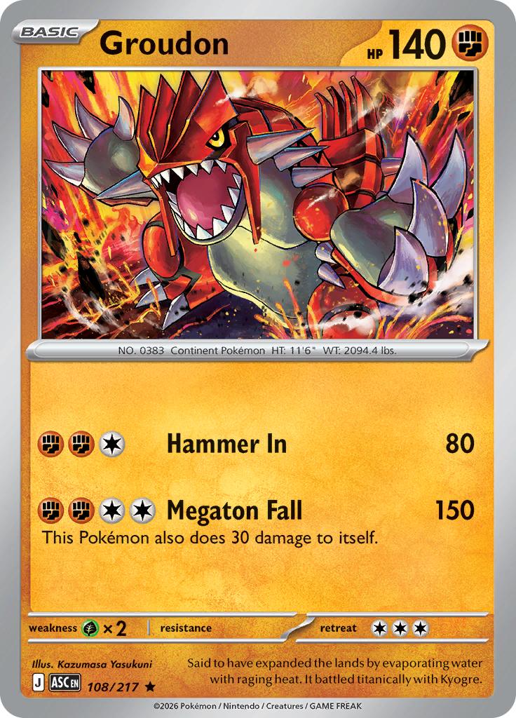 Pokémon-kaart Groudon 108/217 Rare uit de set Ascended Heroes Imagen principal del producto