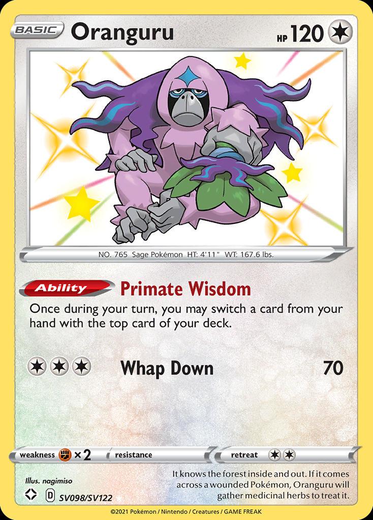 Pokémon-kaart Oranguru SV098/SV122 Secret Rare uit de set Shining Fates