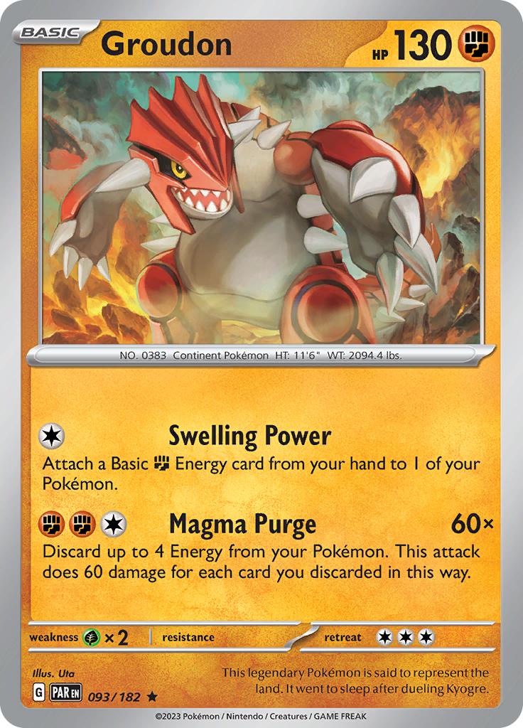 Pokémon-kaart Groudon 093/182 Rare uit de set Paradox Rift