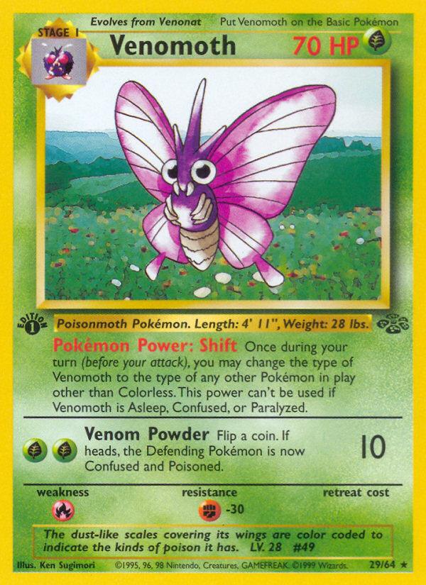 Pokémon-kaart Venomoth 29/64 Rare uit de set Jungle Image principale du produit