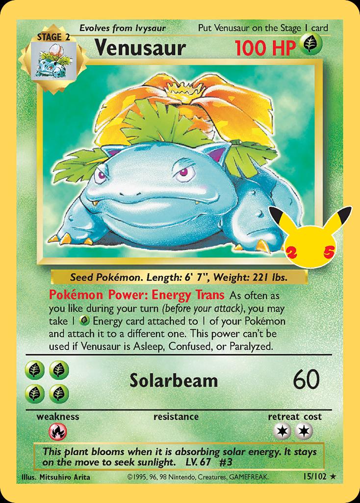 Pokémon-kaart Venusaur 15/102 Holo Rare uit de set Celebrations