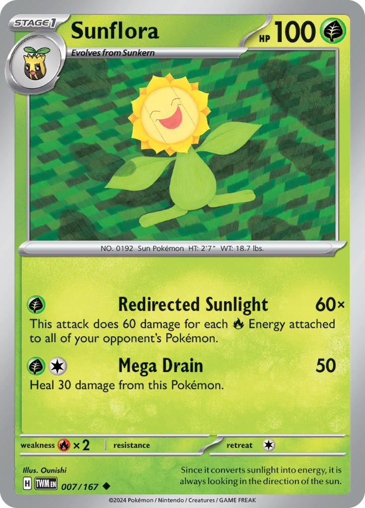 Pokémon-kaart Sunflora 007/167 Uncommon uit de set Twilight Masquerade Hoofdafbeelding