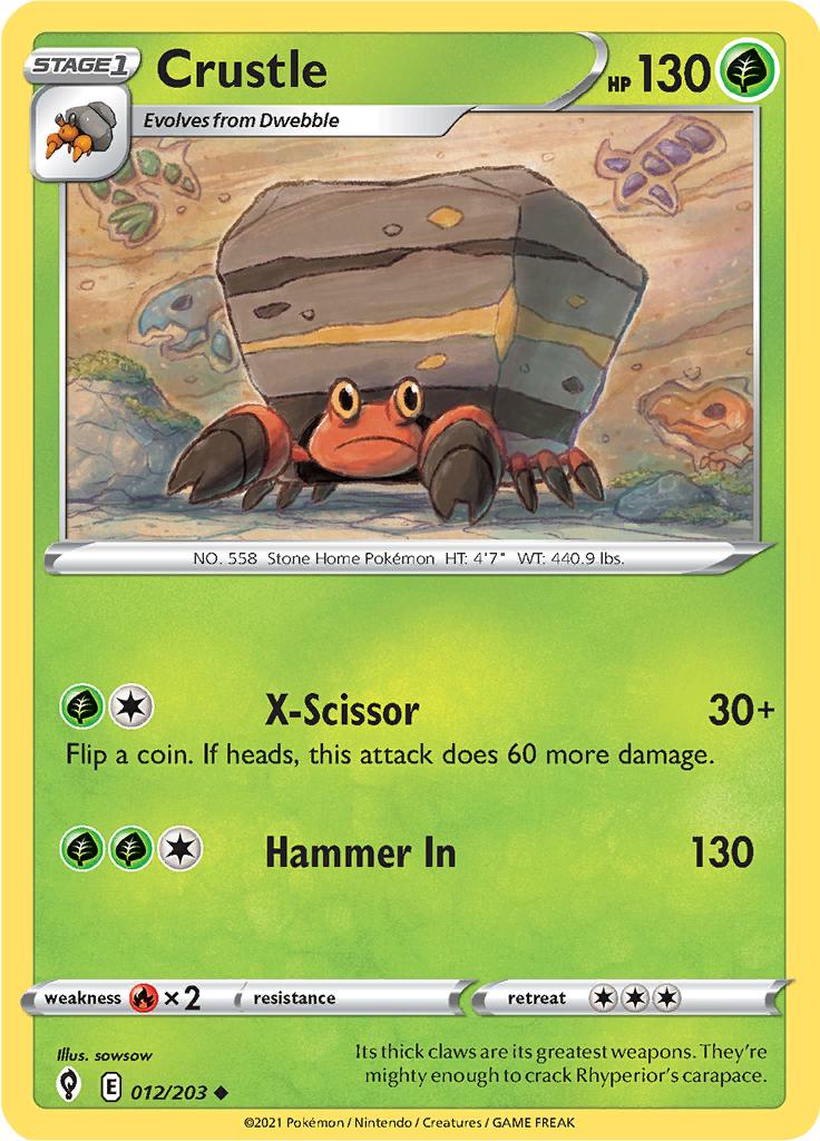 Pokémon-kaart Crustle 012/203 Uncommon uit de set Evolving Skies Immagine principale del prodotto