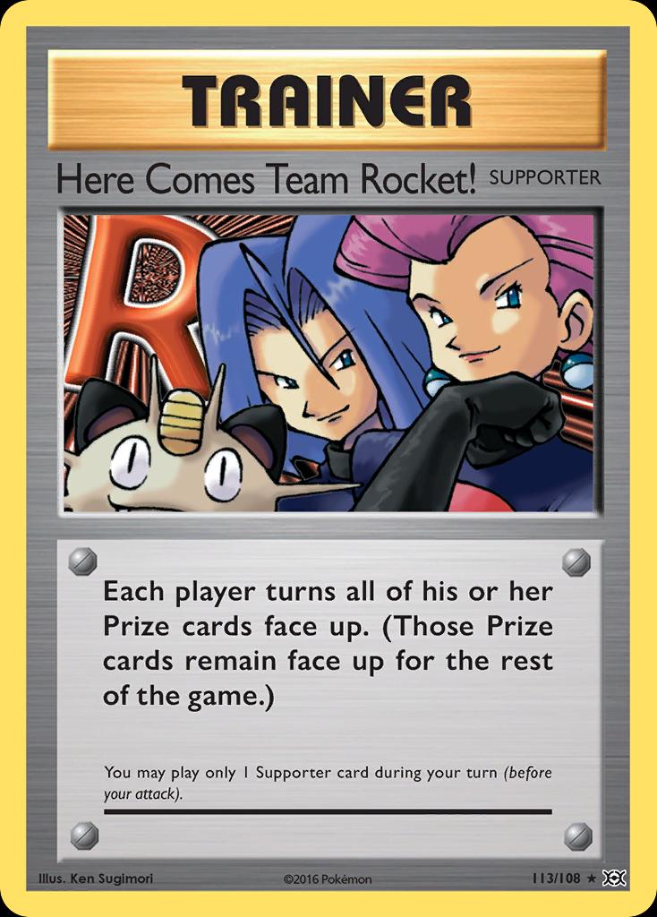 Pokémon-kaart Here Comes Team Rocket! 113/108 Secret Rare uit de set Evolutions Imagen principal del producto
