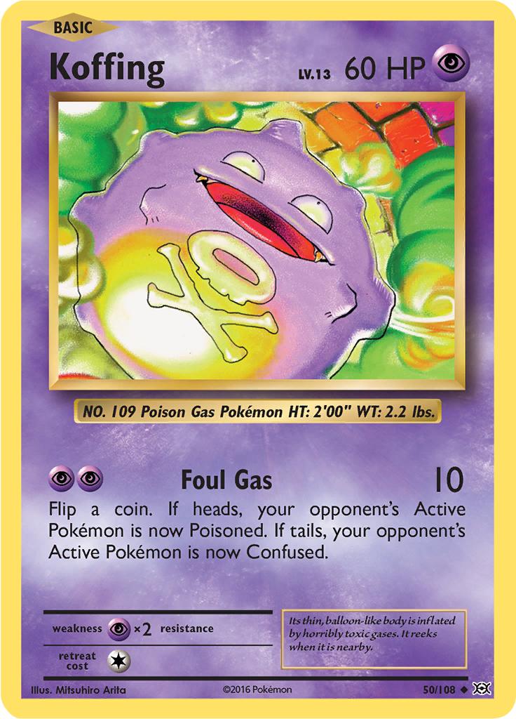 Pokémon-kaart Koffing 50/108 Uncommon uit de set Evolutions Hauptbild