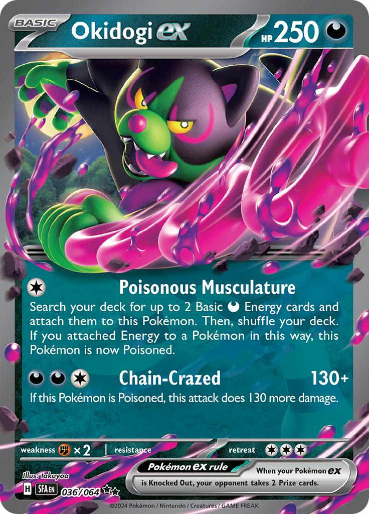Pokémon-kaart Okidogi ex 036/064 Double Rare uit de set Shrouded Fable