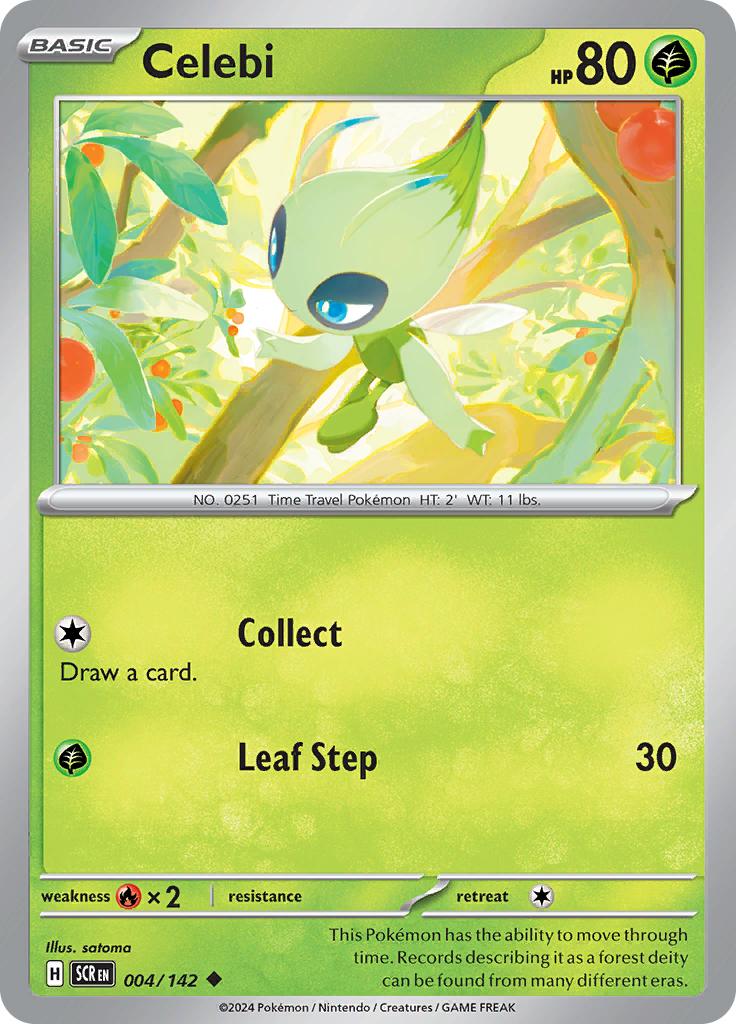 Pokémon-kaart Celebi 004/142 Uncommon uit de set Stellar Crown