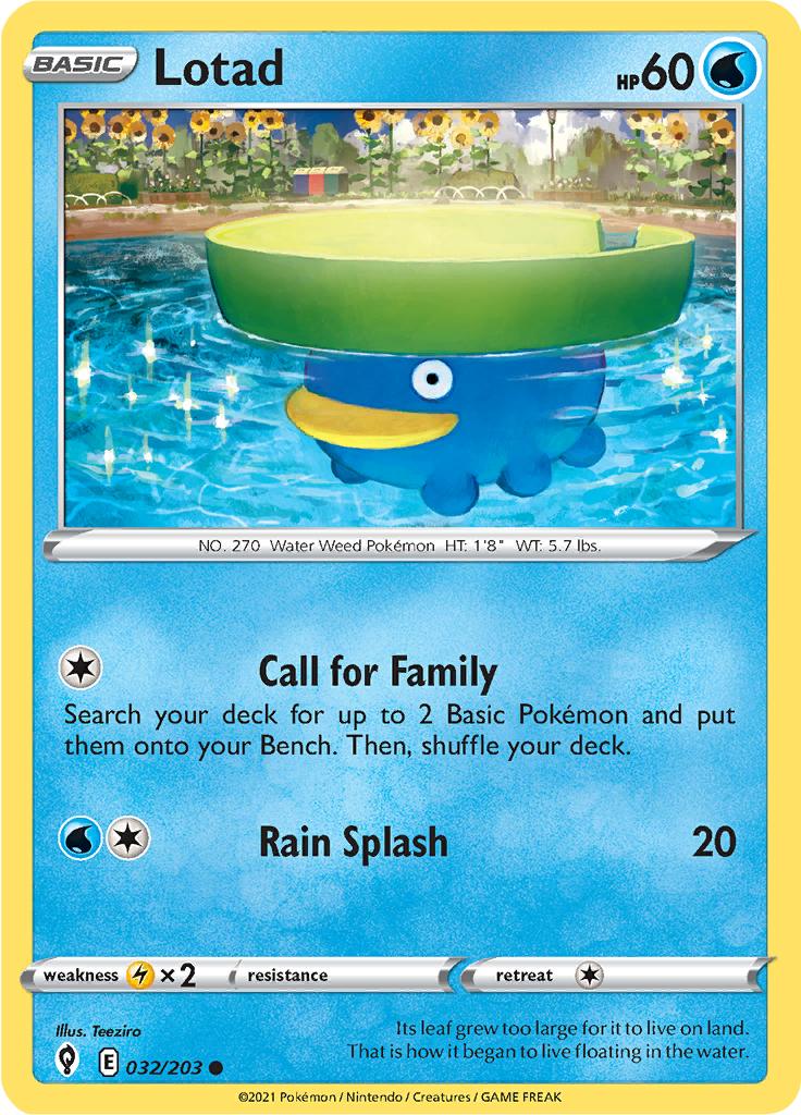 Pokémon-kaart Lotad 032/203 Common uit de set Evolving Skies Main image