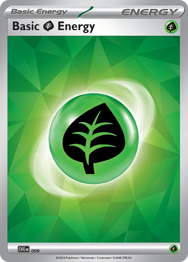 Pokémon-kaart Basic Grass Energy 009 Common uit de set Scarlet & Violet Energies
