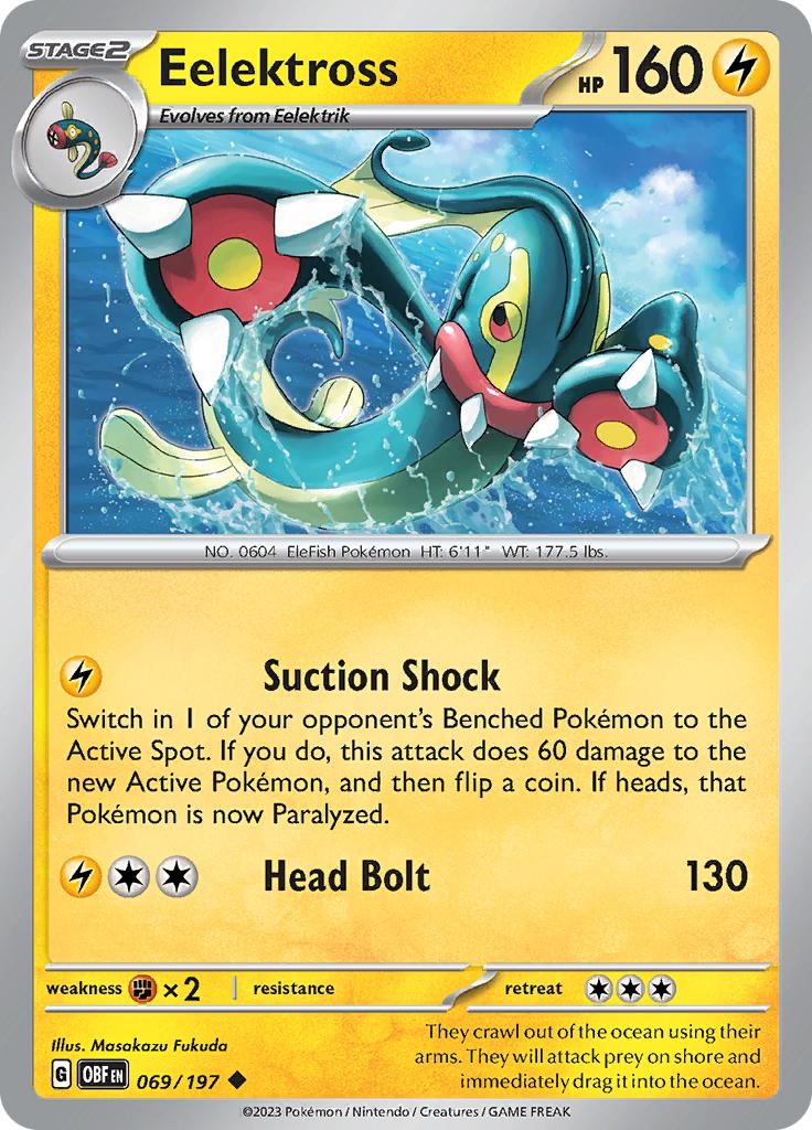 Pokémon-kaart Eelektross 069/197 Uncommon uit de set Obsidian Flames