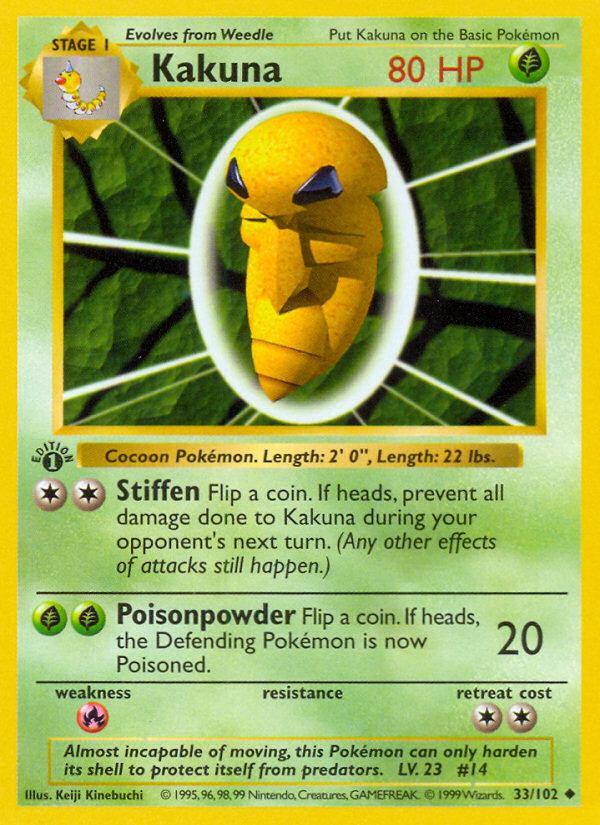 Pokémon-kaart Kakuna 33/102 Uncommon uit de set Base Set