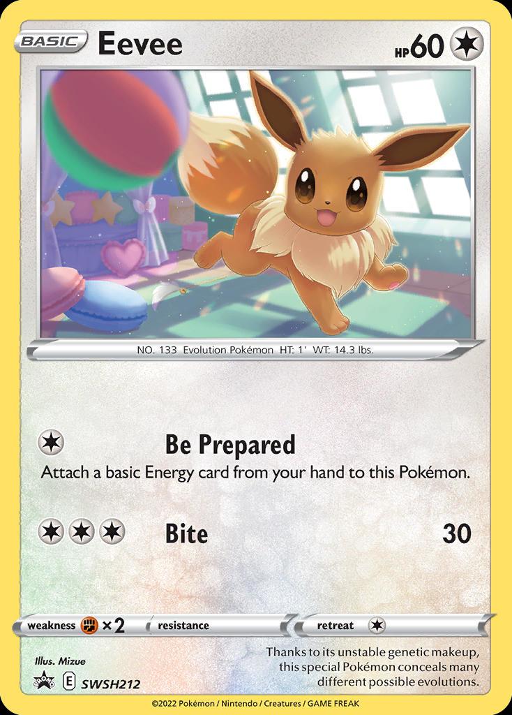 Pokémon-kaart Eevee SWSH212 Promo uit de set SWSH Black Star Promos Image principale du produit