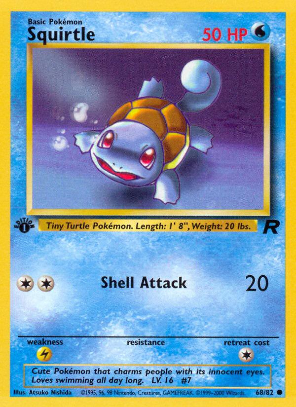 Pokémon-kaart Squirtle 68/82 Common uit de set Team Rocket Hoofdafbeelding