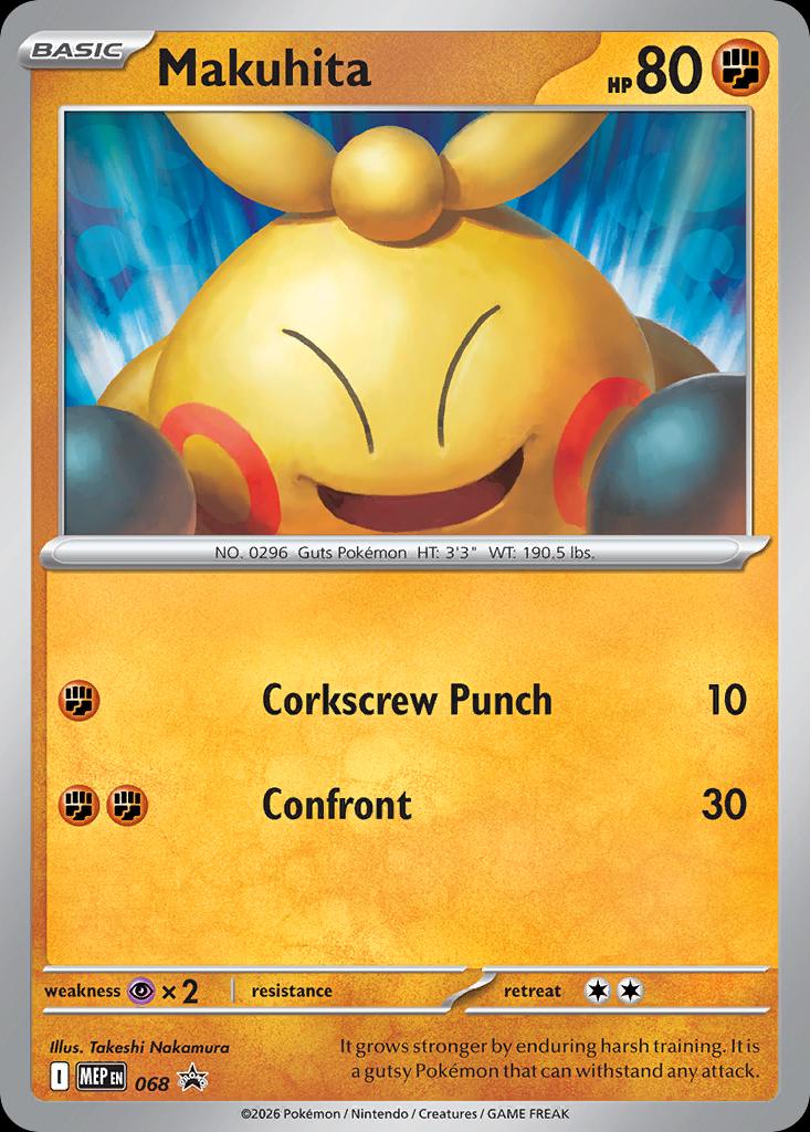 Pokémon-kaart Makuhita MEP 068 Promo uit de set MEP Black Star Promos Hoofdafbeelding