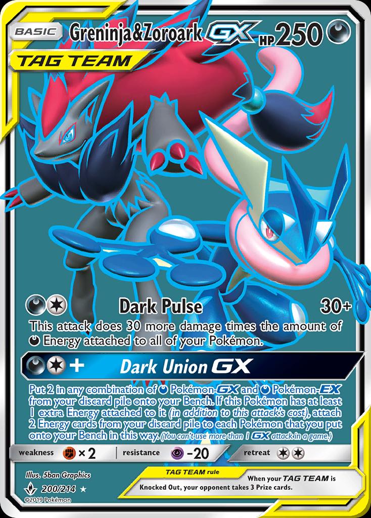 Pokémon-kaart Greninja & Zoroark-GX 200/214 Ultra Rare uit de set Unbroken Bonds Main image