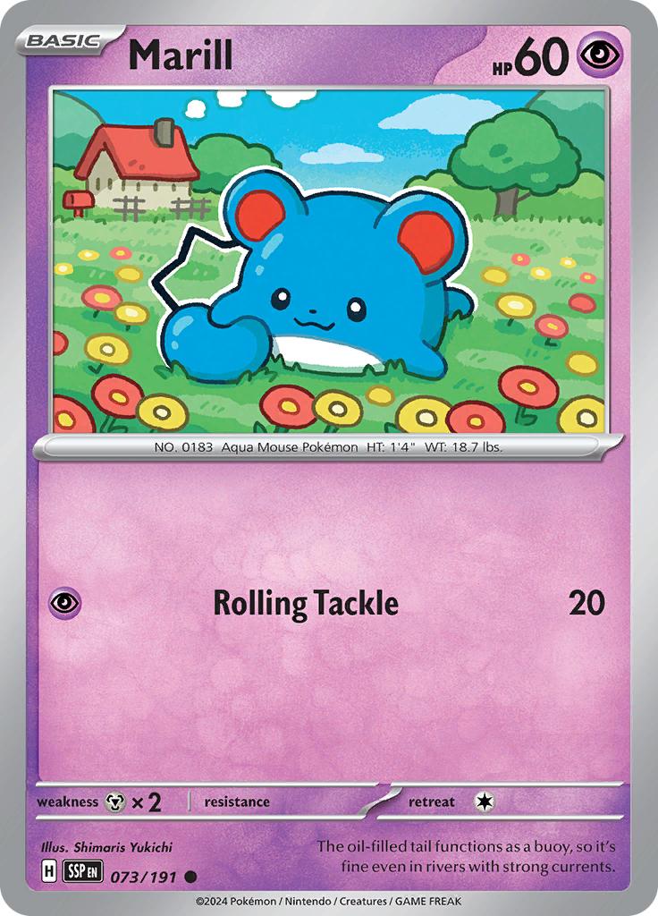 Pokémon-kaart Marill 073/191 Common uit de set Surging Sparks